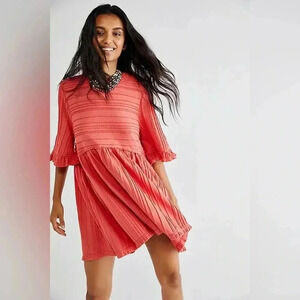 NWT new free people take a spin tunic dress ribbed medium terra cotta baby doll